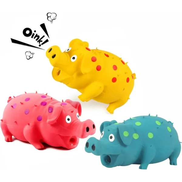 3-Pack Squeaky Pig Dog Toys